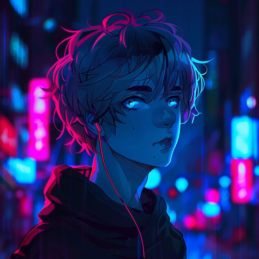 glowing anime pfp boy