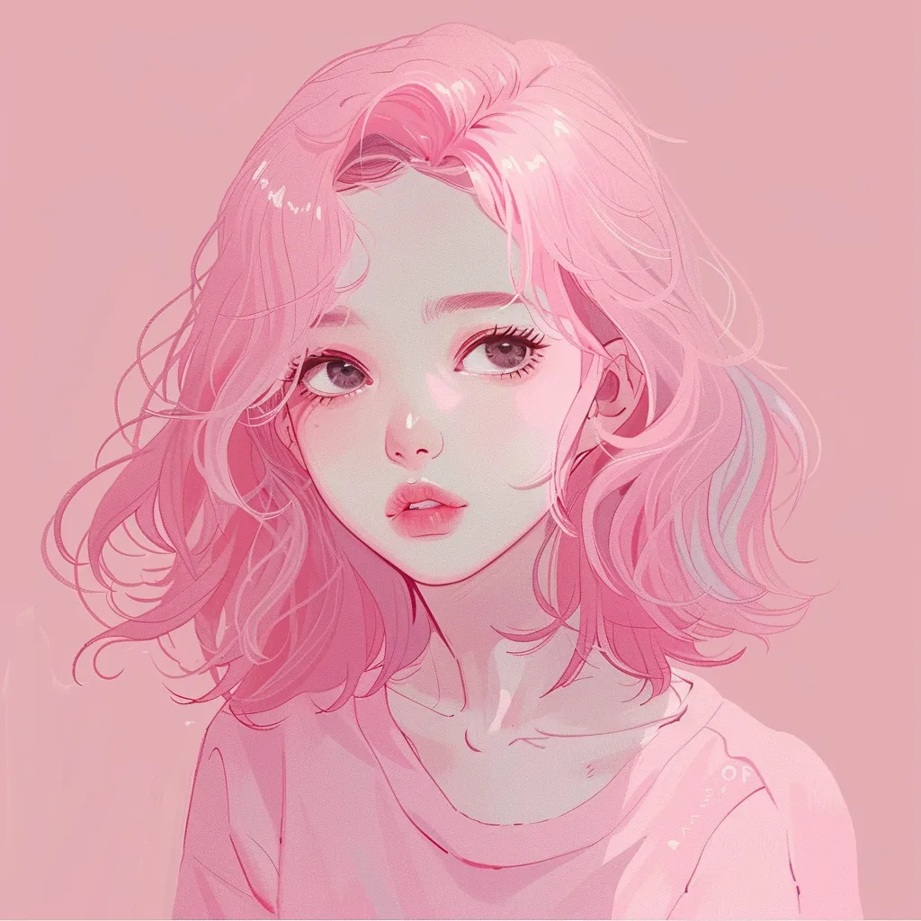 light anime pfp pink, pastel, study, girl, lofi