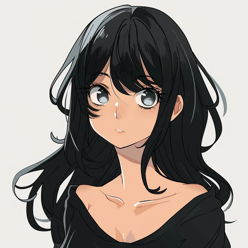 black hair pfp cartoon