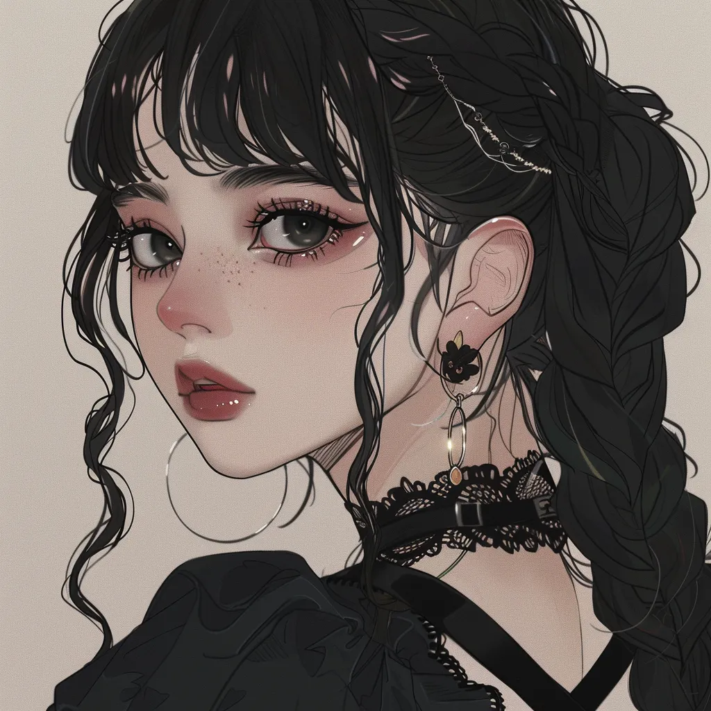 aesthetic anime pfp girl black hair