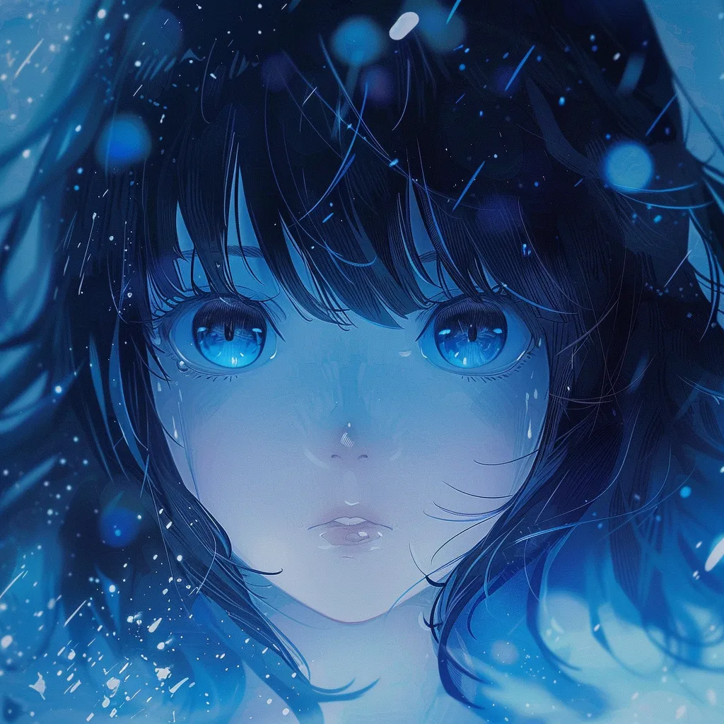 anime pfp meaning ice, blue, winter, tear, unknown