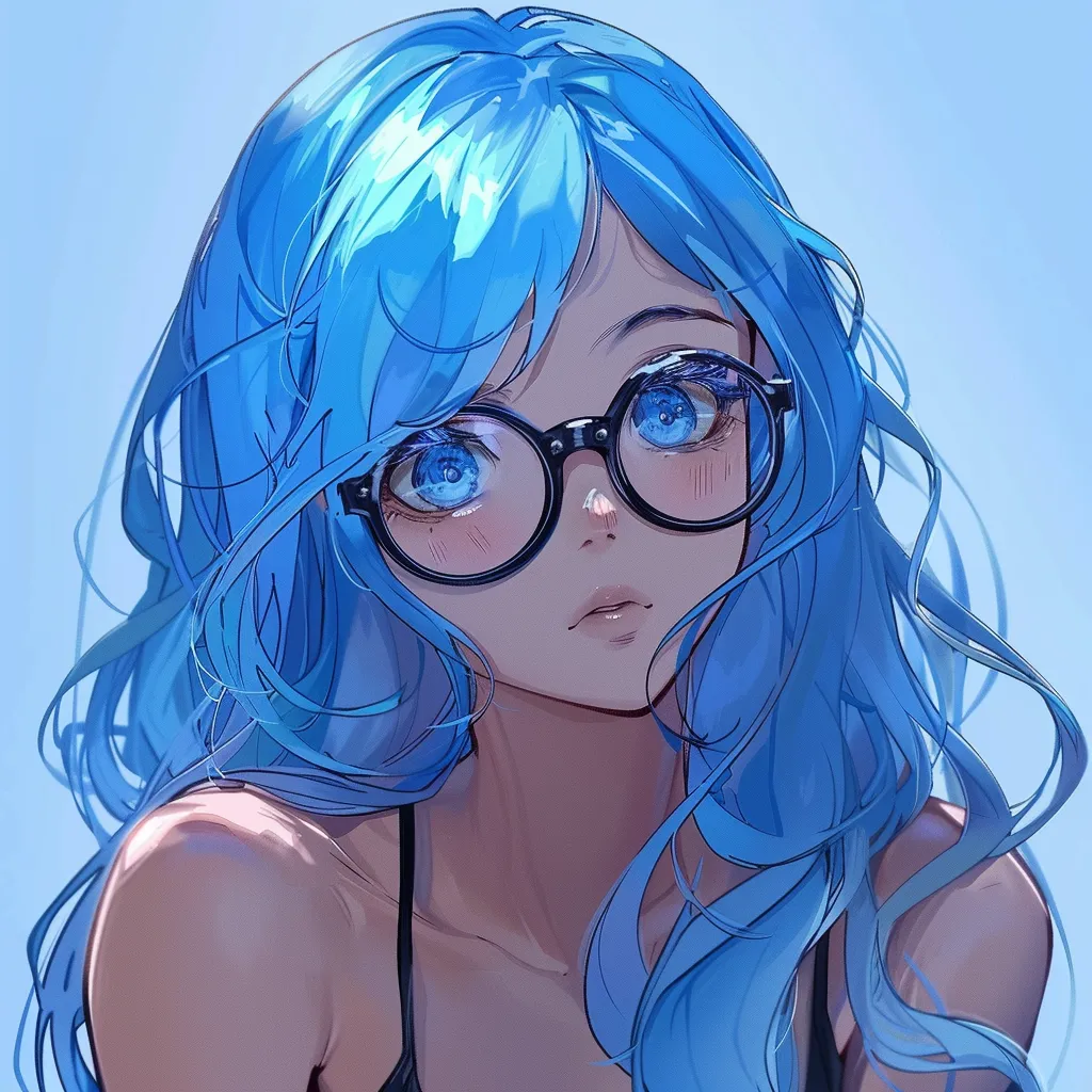 low quality anime pfp glasses, blue, ocean, sunglasses, miku