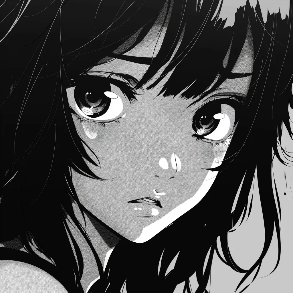 pfp anime black and white