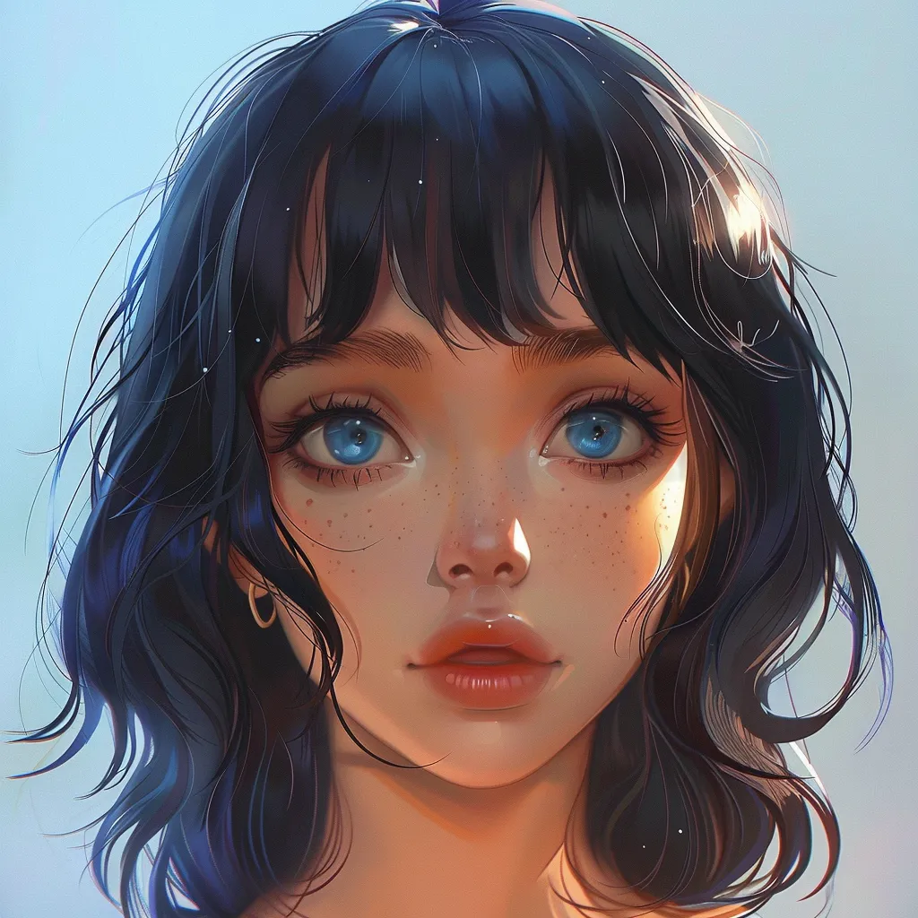 anime pfp with mask study, girl, eyes, blue, unknown