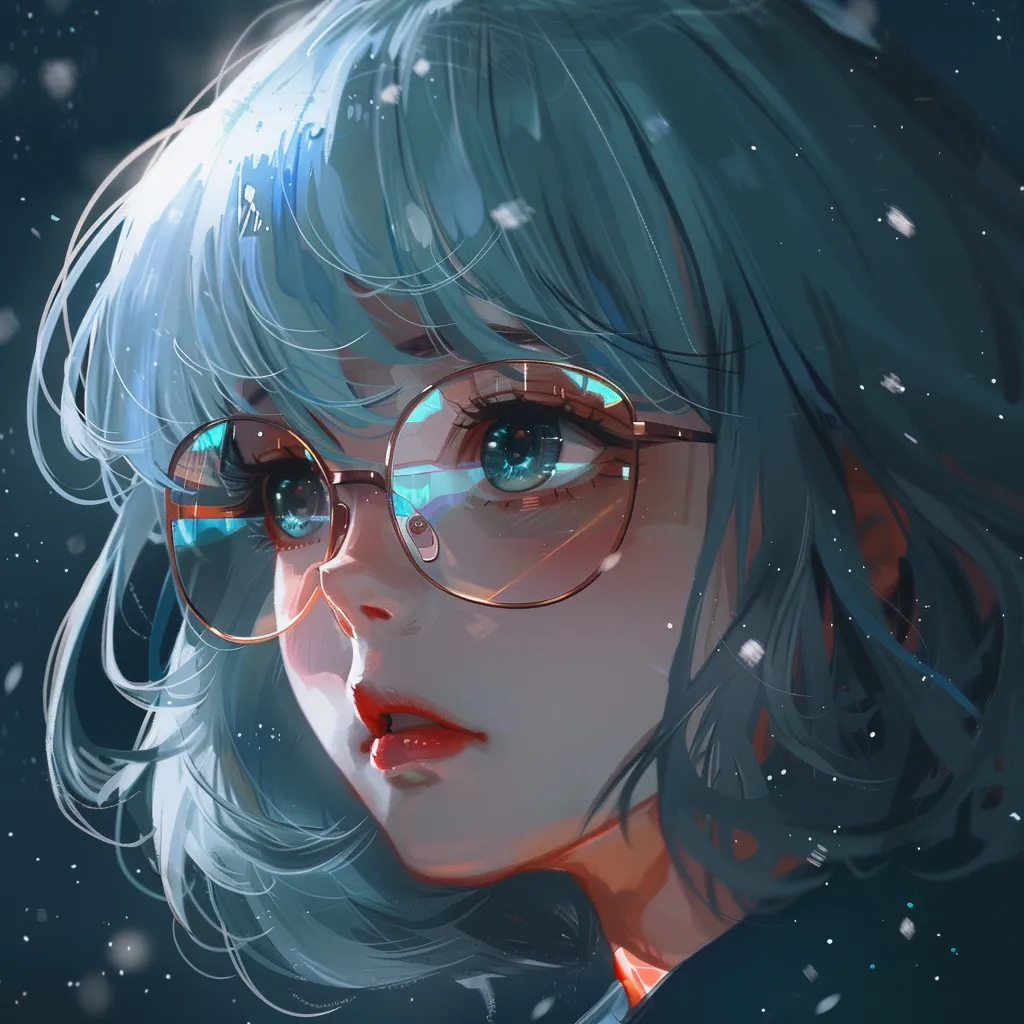 light anime pfp glasses, universe, winter, study, tear