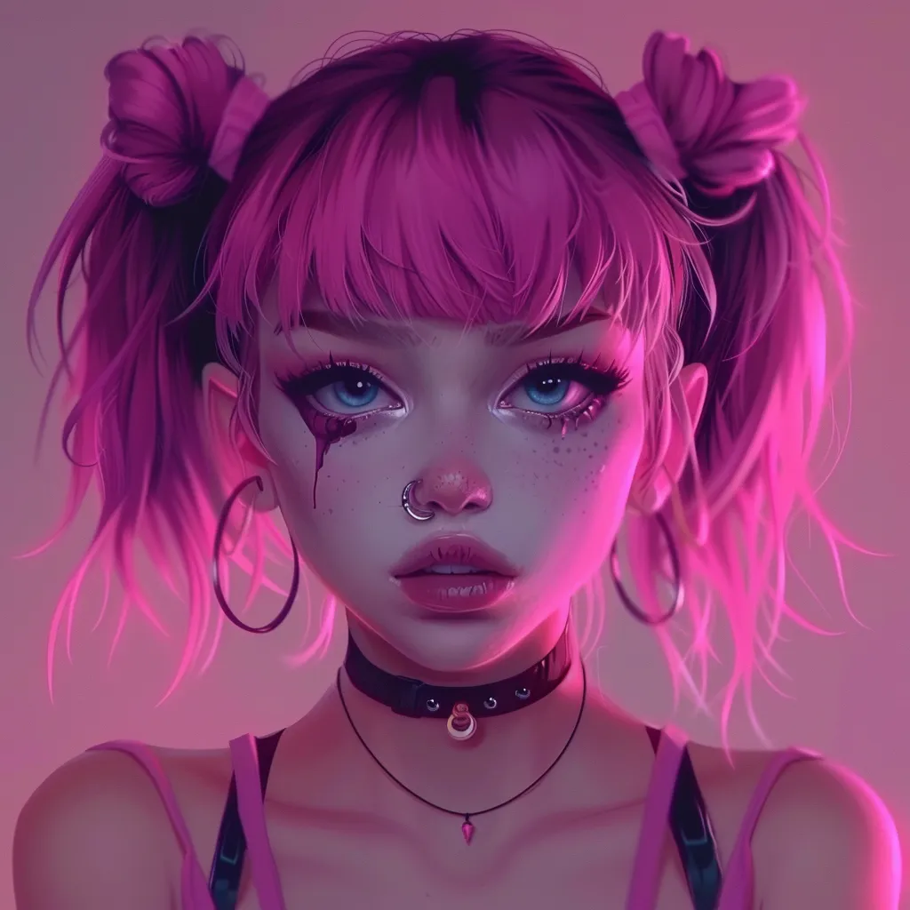 insane anime pfp neon, pink, grunge, aesthetic, violet