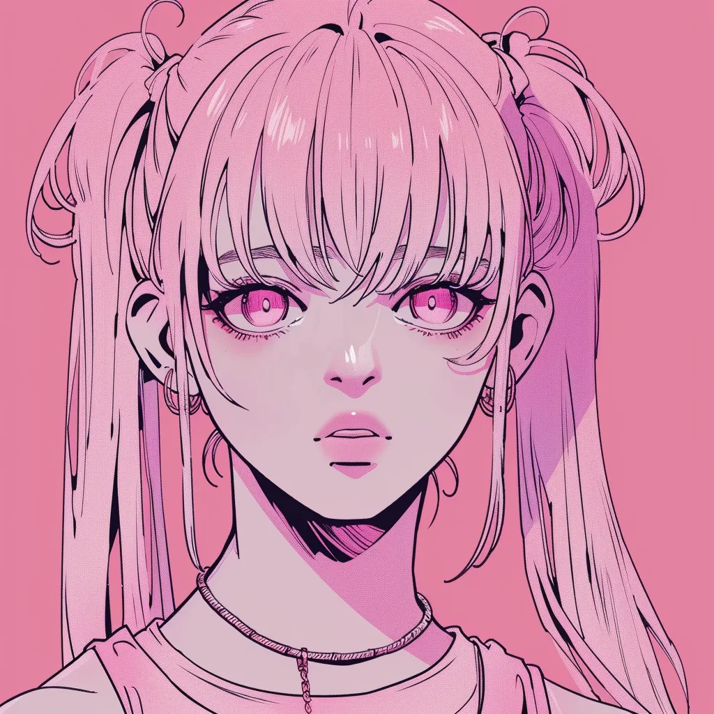 anime pfp for tiktok pink, lisa, neon, girl, tear