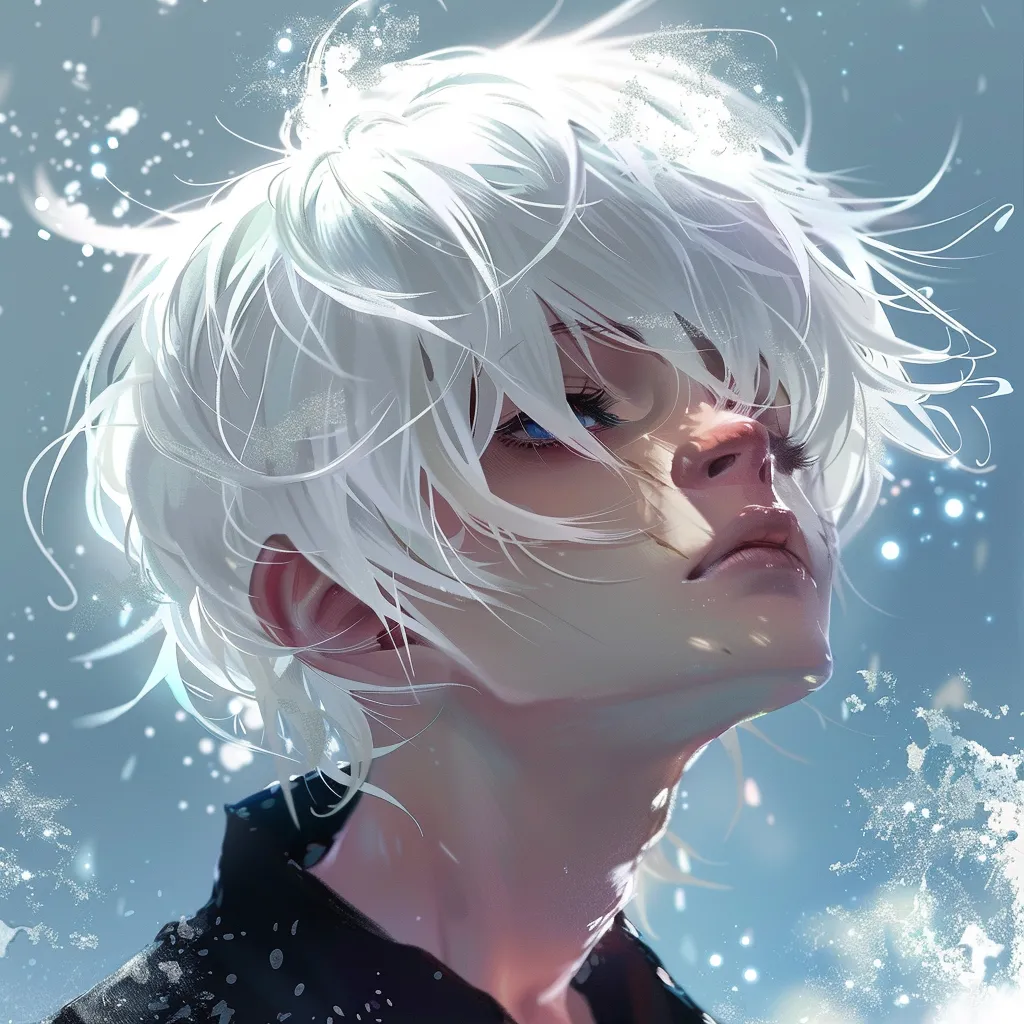 white hair anime pfp killua, todoroki, tear, powder, ice