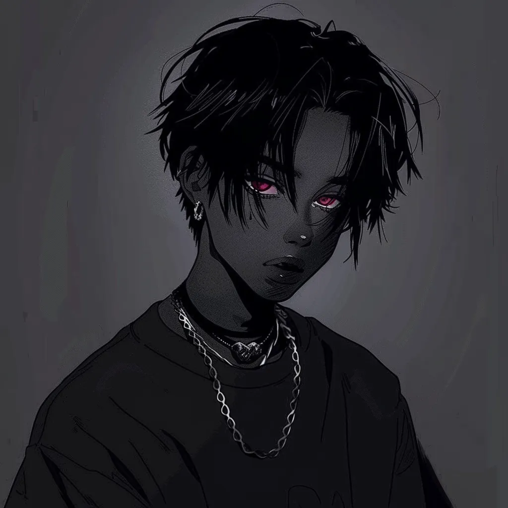 black aesthetic anime boy pfp