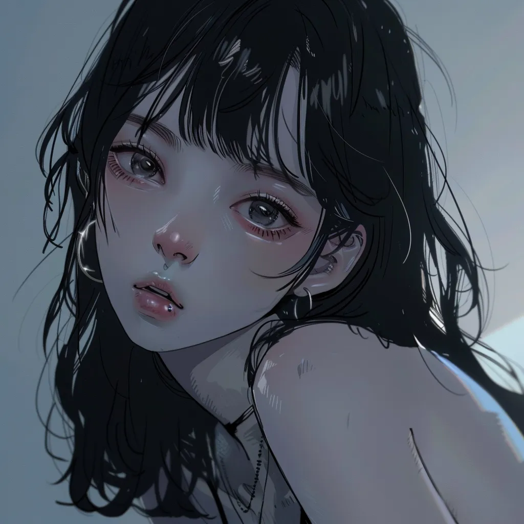 aesthetic anime pfp girl black hair