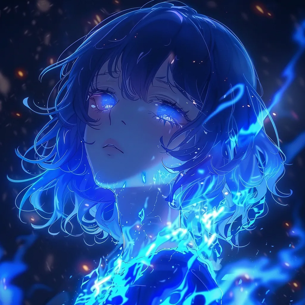 blue fire anime pfp