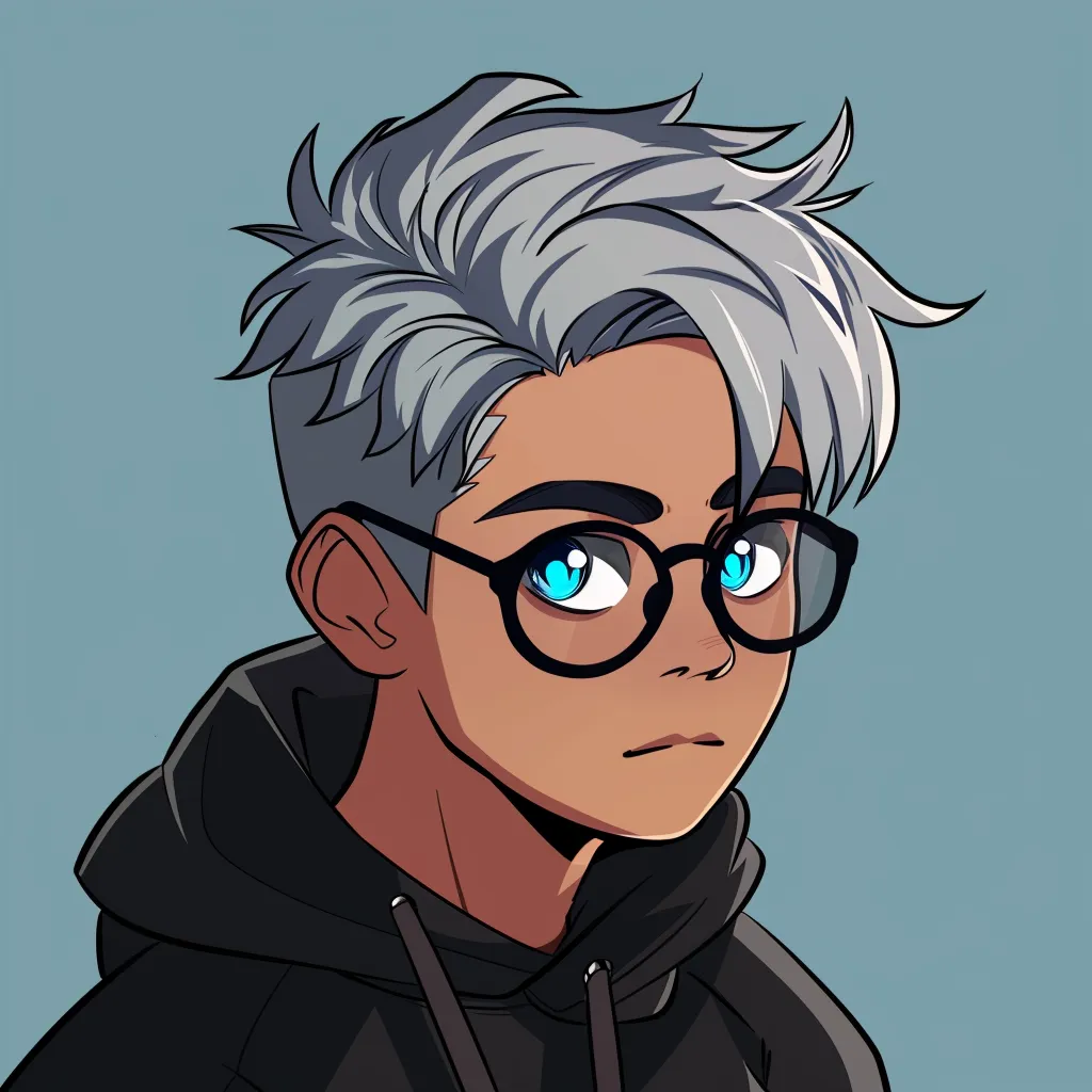 unique anime pfp glasses, nerd, robin, hoodie