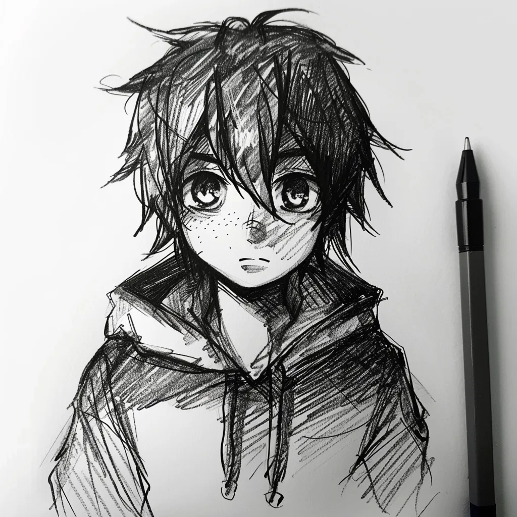 anime drawing pfp yato, eren, hoodie, kirito