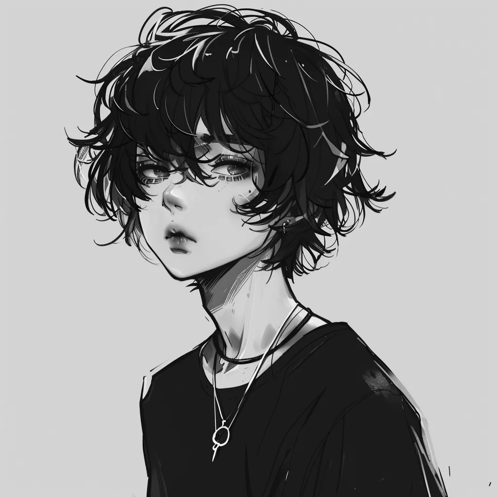 black and white anime pfps boy