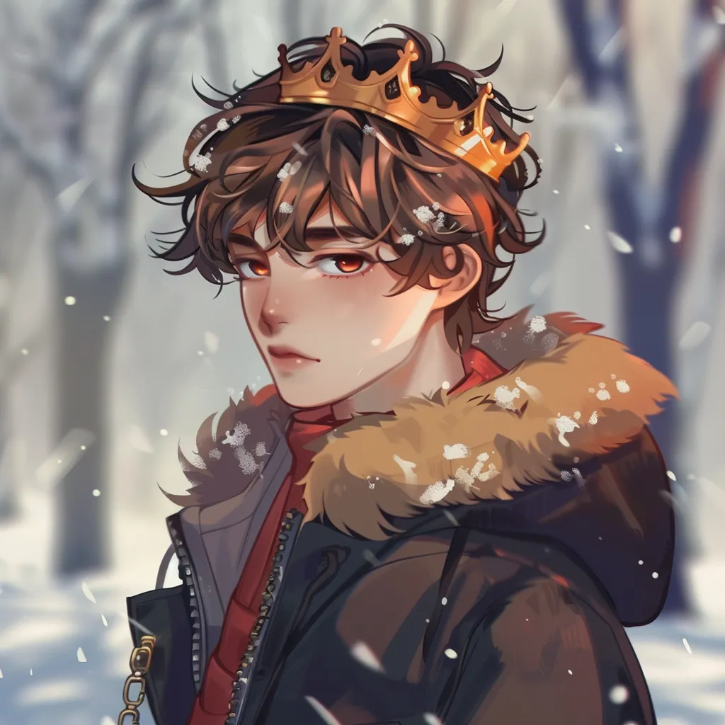 king anime pfp winter, prince, king, cold, wanderer