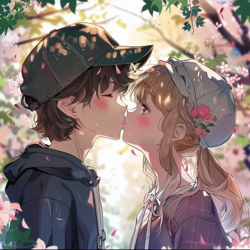 kissing anime pfp kissing, valentine, ghibli, zenitsu, flowers