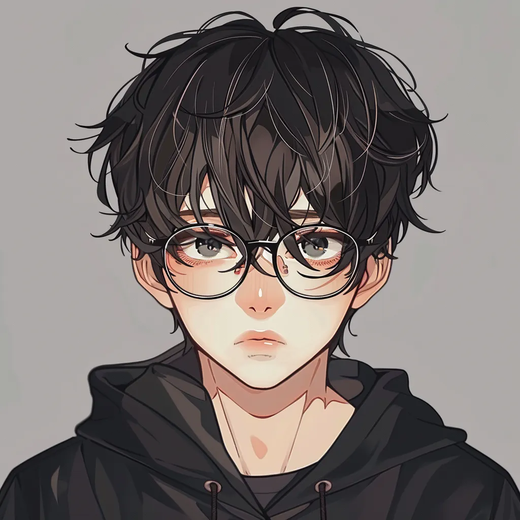 anime pfp with glasses glasses, nerd, haikyuu, study, hoodie