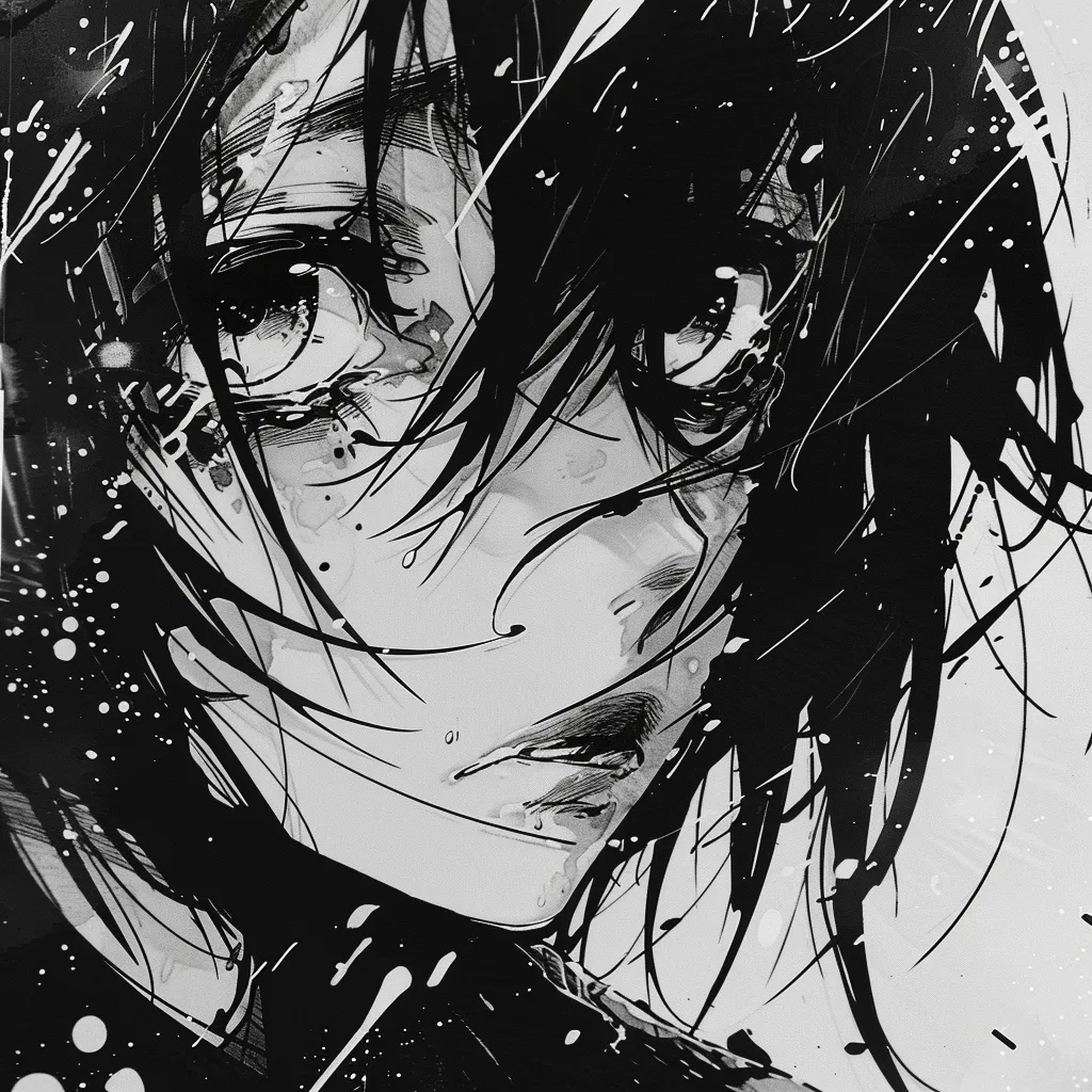 cool anime pfp black and white