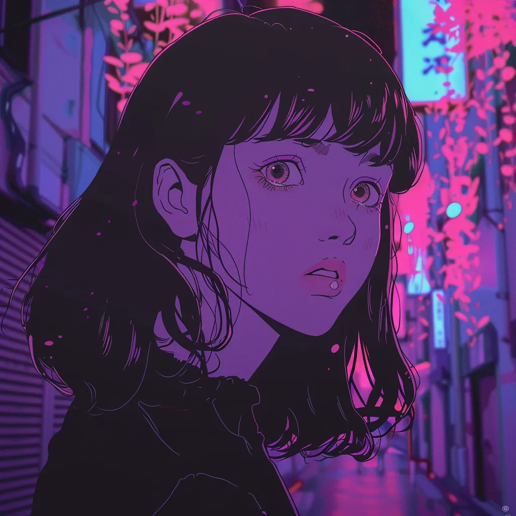 lofi anime pfp lofi, aesthetic, violet, tokyo, omori