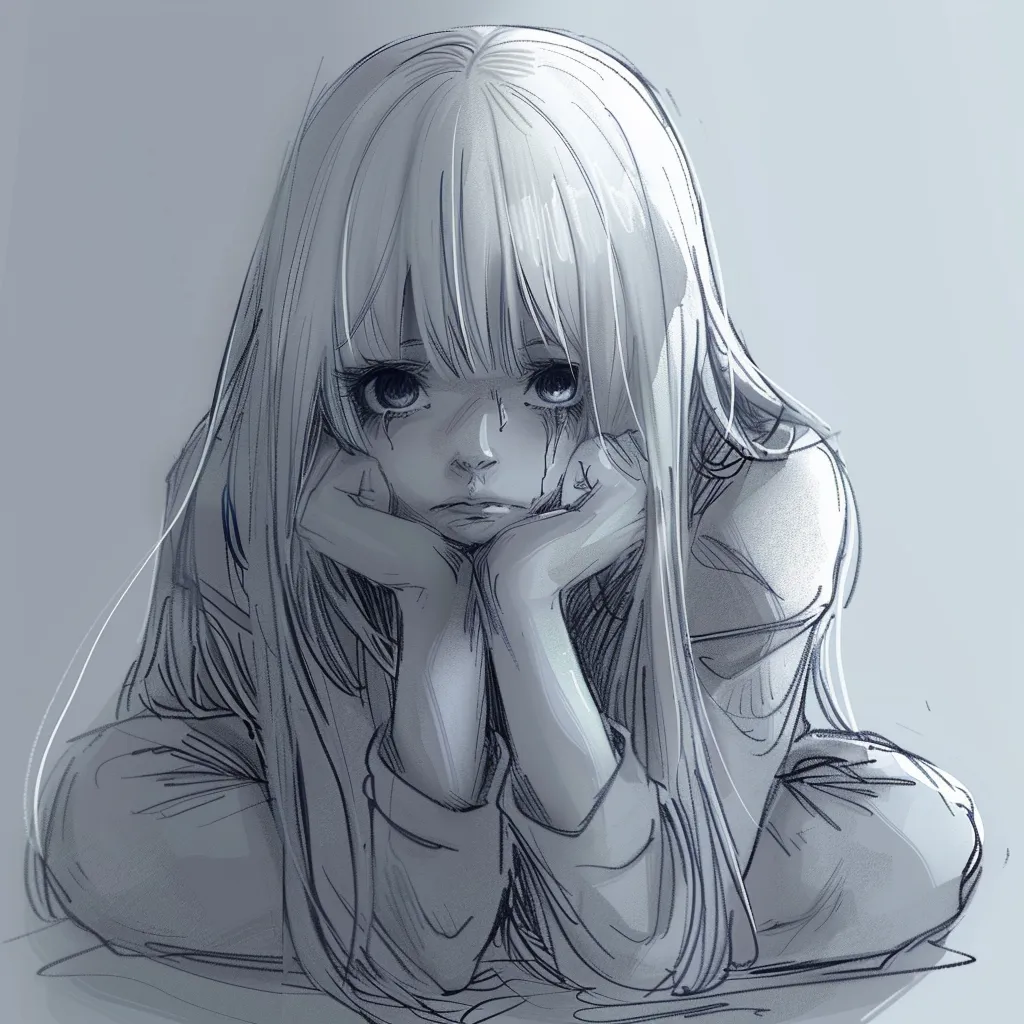 depressed anime pfp girl