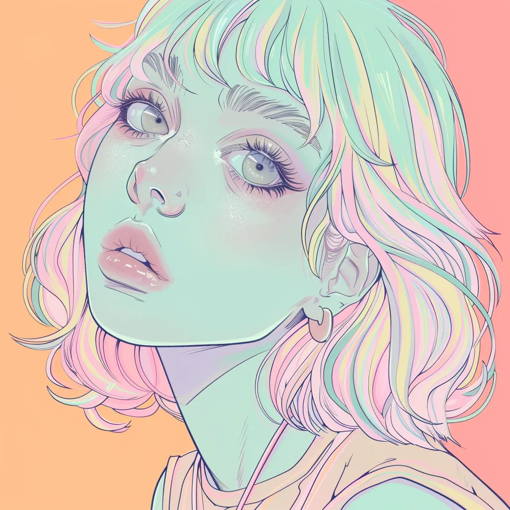 pastel anime pfp pastel, neon, pink, ramona, girl