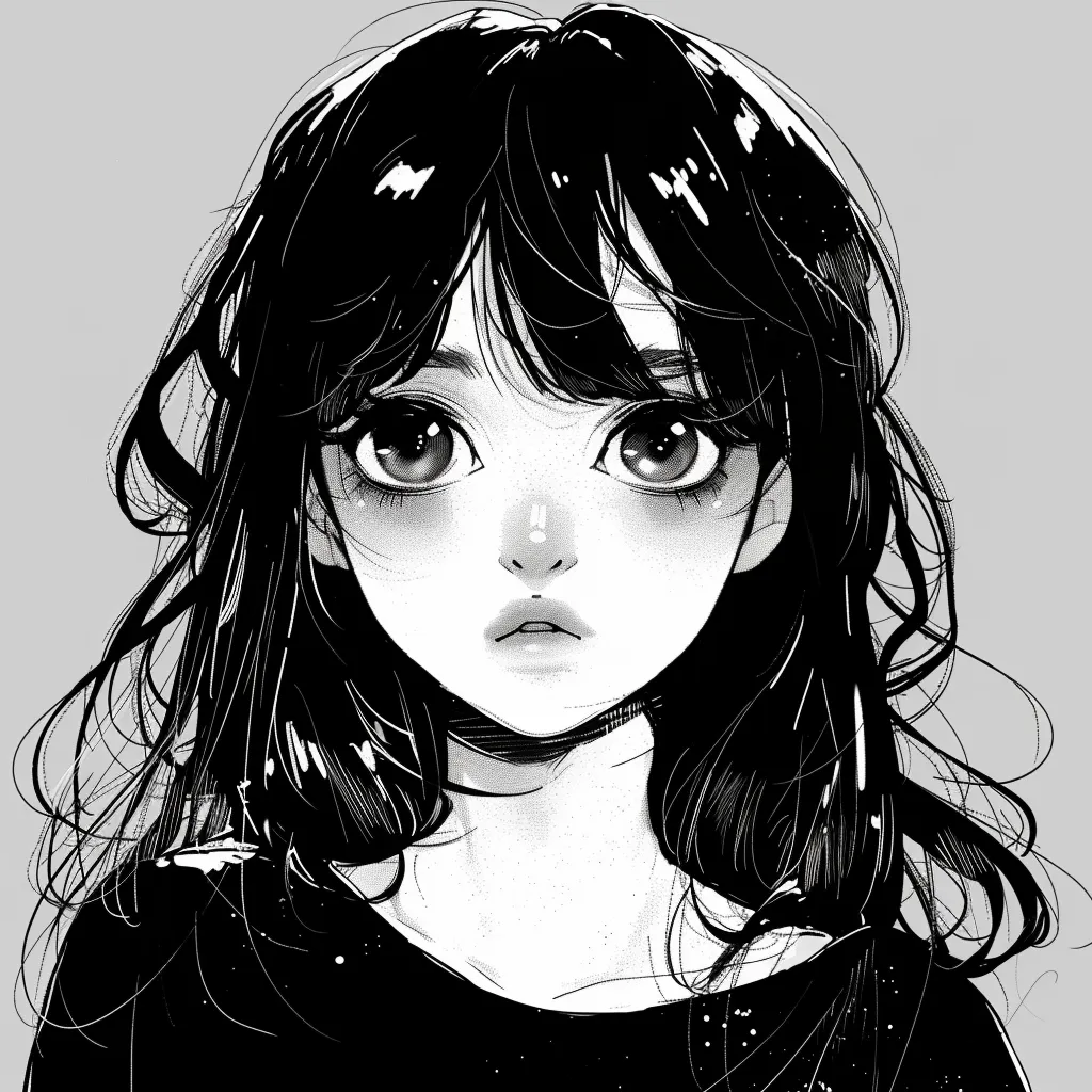 cute anime black and white pfp