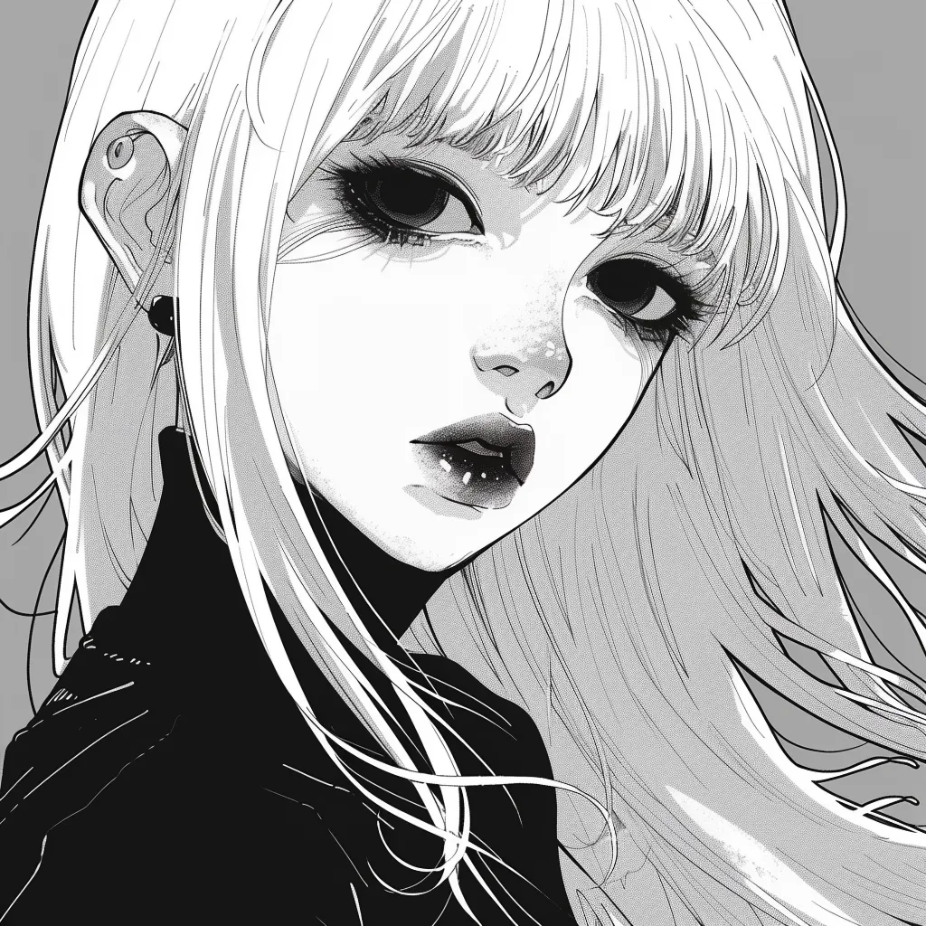 white and black anime pfp kuromi, junji, vampire, uta, goth