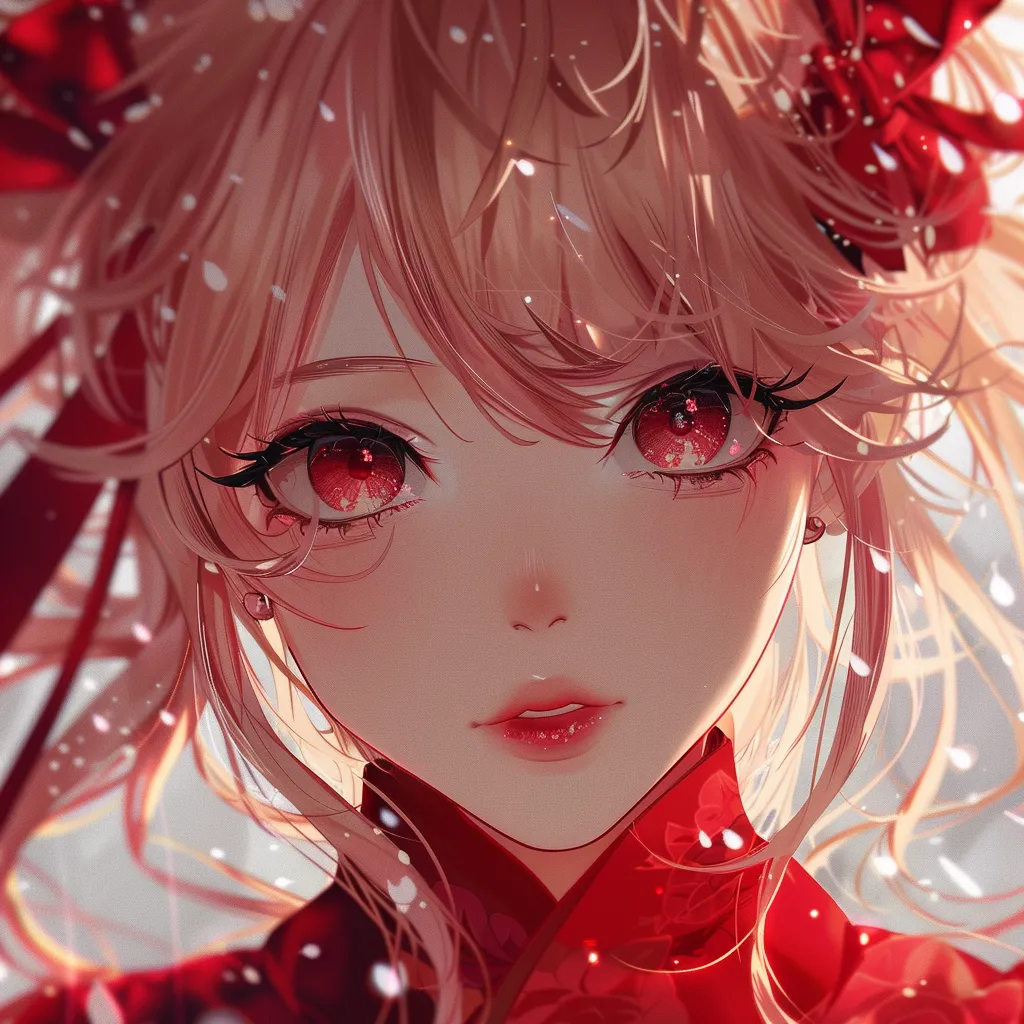 red anime pfp girl