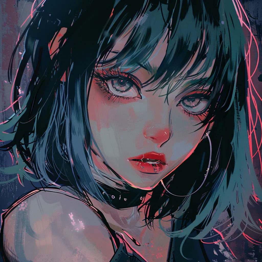 dark grunge anime girl pfp