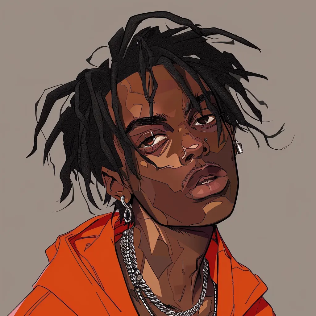 playboi carti anime pfp carti, uzi, orange, dreads, study