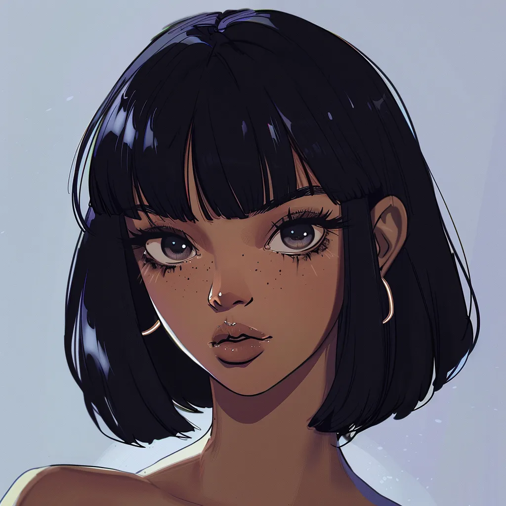 black hair pfp cartoon