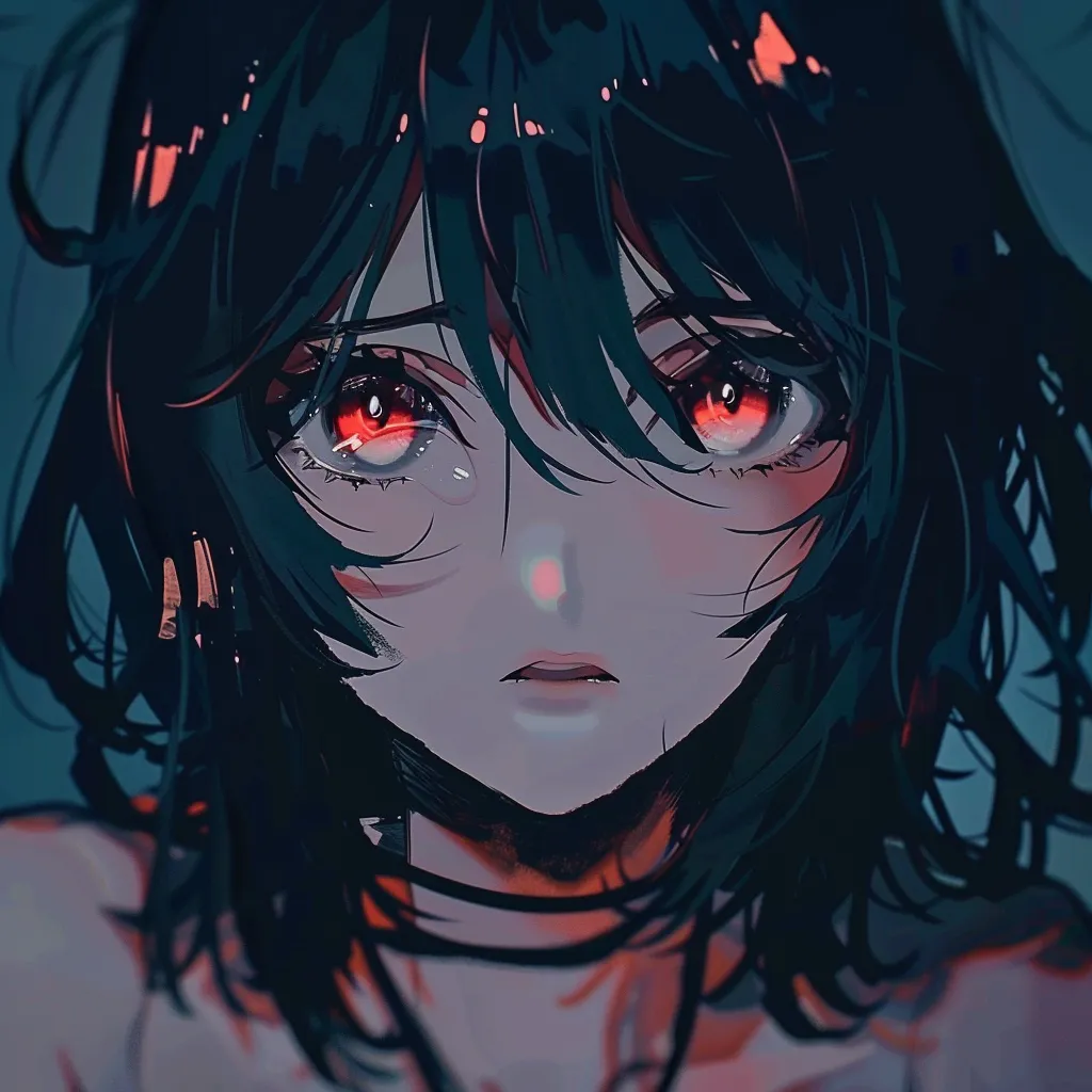 anime pfp for youtube kuromi, eyes, tear, nico, yandere