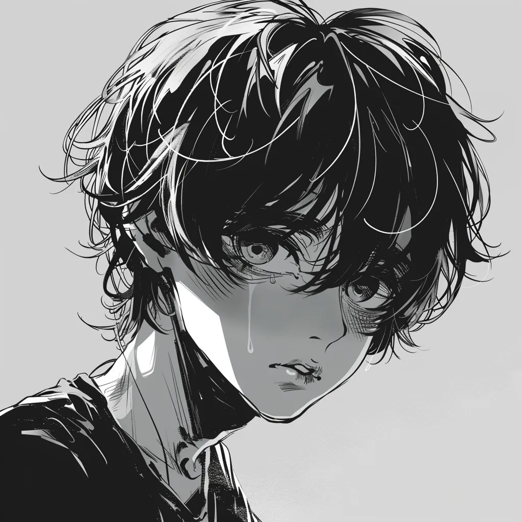 black and white anime pfp boy