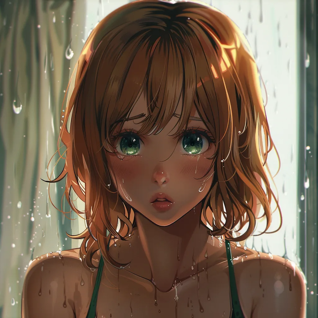 sweaty anime pfp nami, rain, unknown, miku, tear
