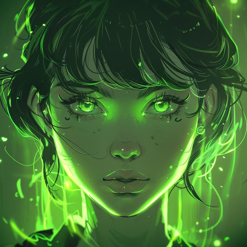glowing green anime pfp
