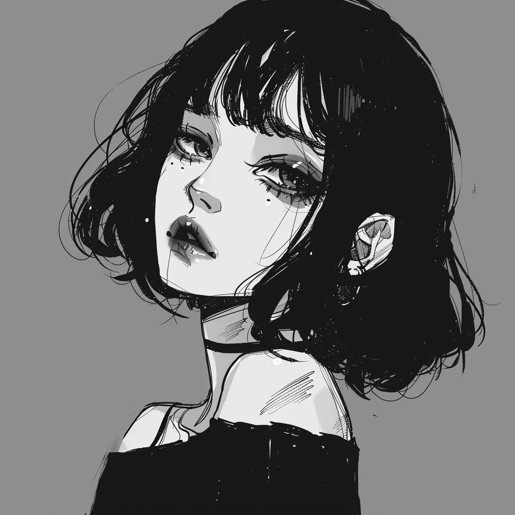 aesthetic black and white anime pfp