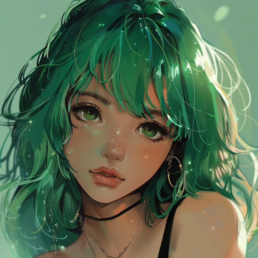 green anime girl pfp 