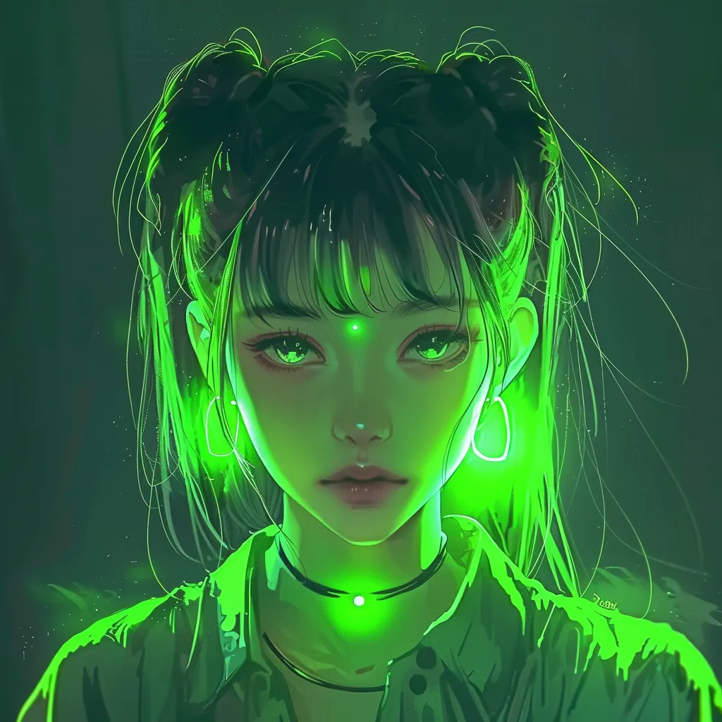 glowing green anime pfp