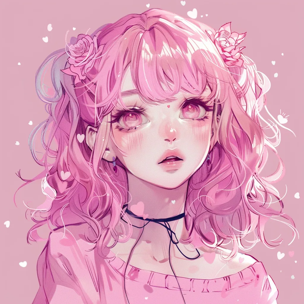 kawaii pink anime pfp pink, pastel, madoka, luka